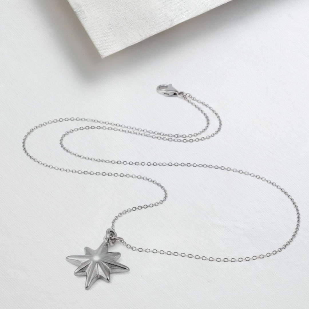 North Star Pendant – Silver & Gold Stainless Steel Charm