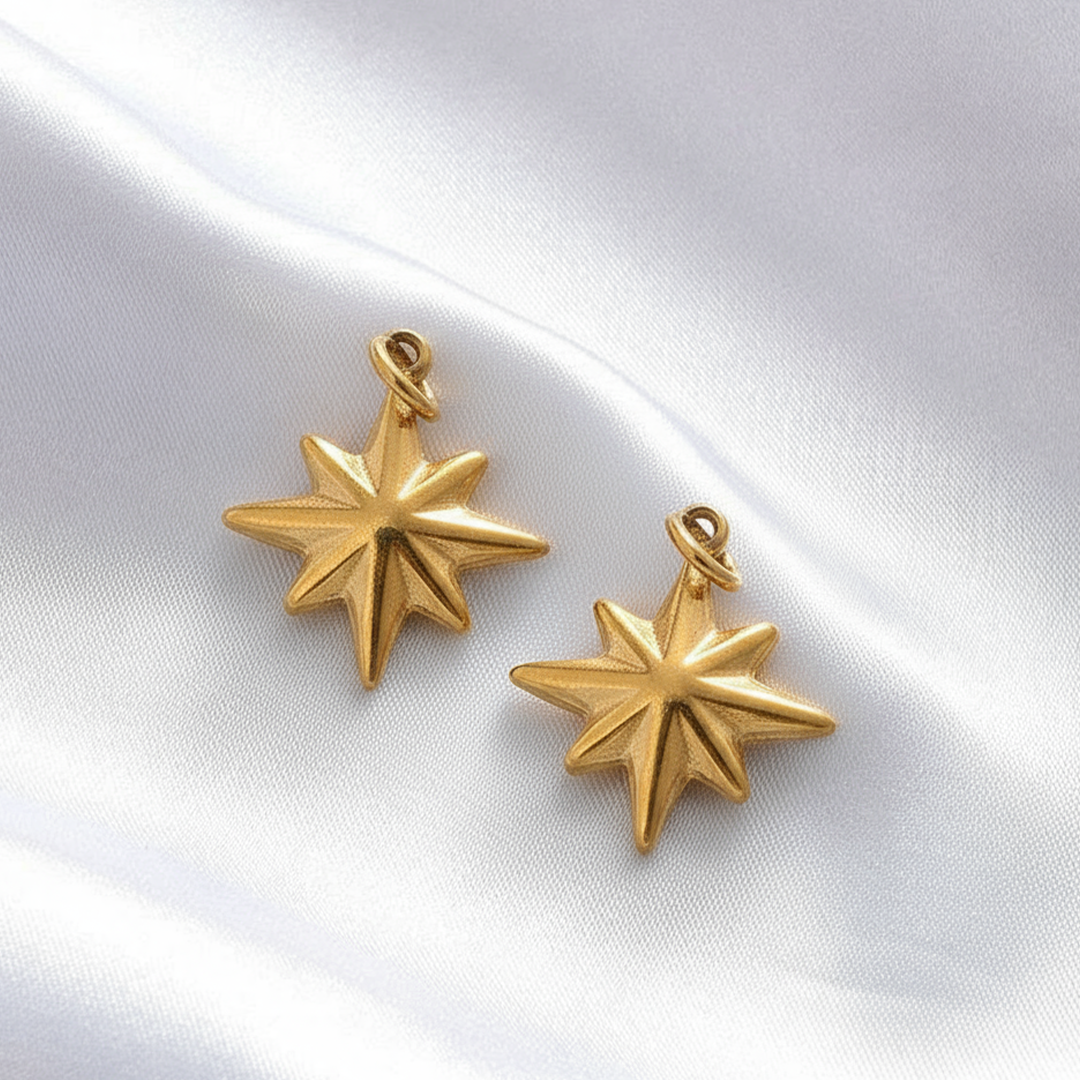 North Star Pendant – Silver & Gold Stainless Steel Charm