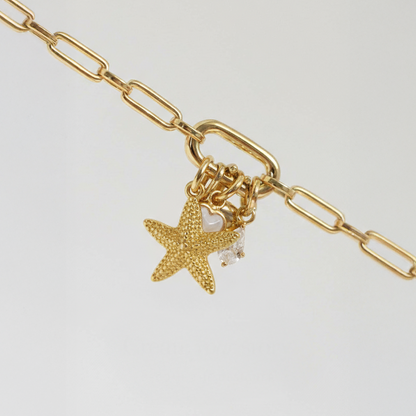 Golden Starfish Pendant – Ocean-Inspired Stainless Steel Charm