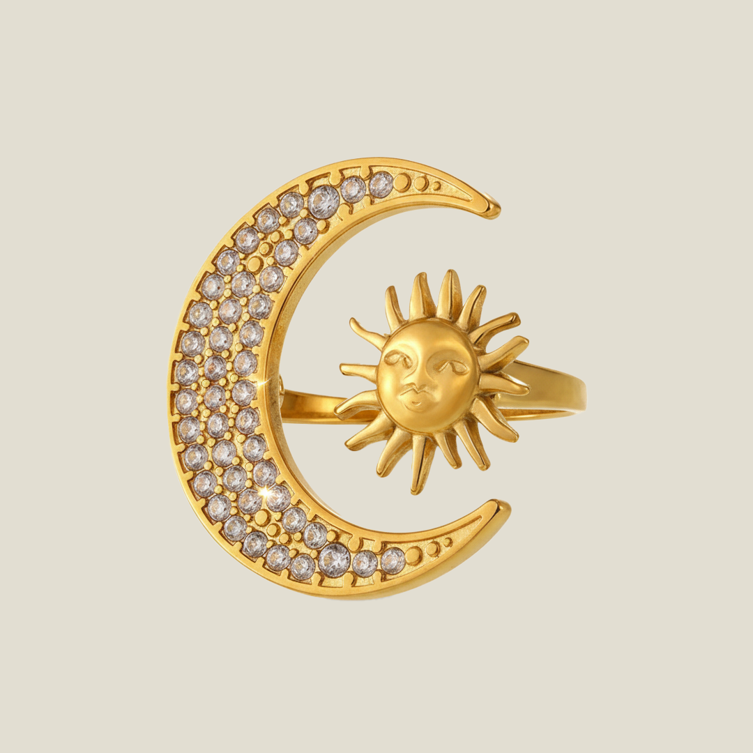Sun & Moon Harmony Adjustable Gold Ring