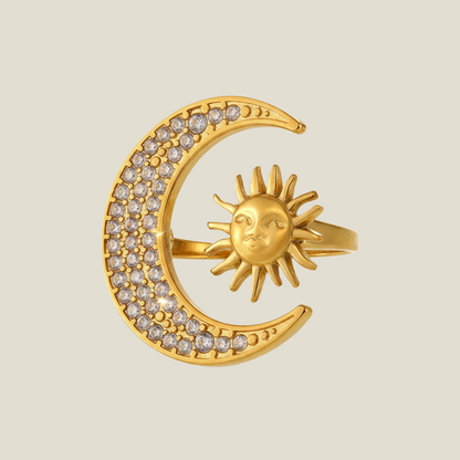 Sun & Moon Harmony Adjustable Gold Ring