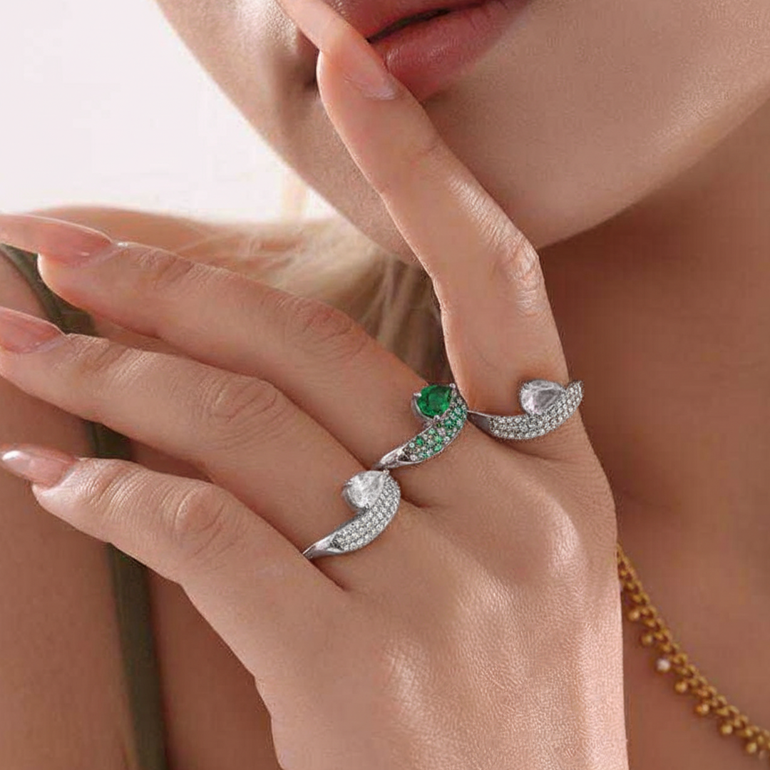 Teardrop Crystal Pavé Ring