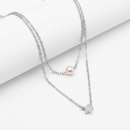 Starlight Pearl Layered Necklace – 18K Gold & Silver Plated