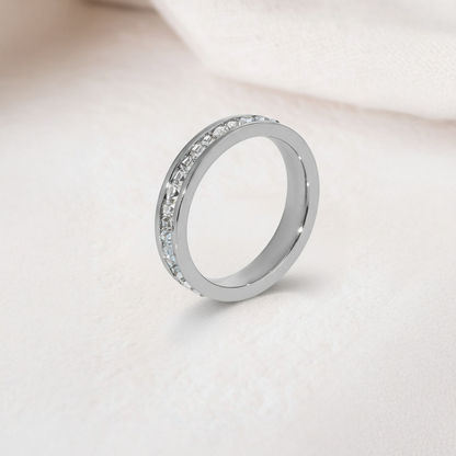 Silver Crystal Band Ring