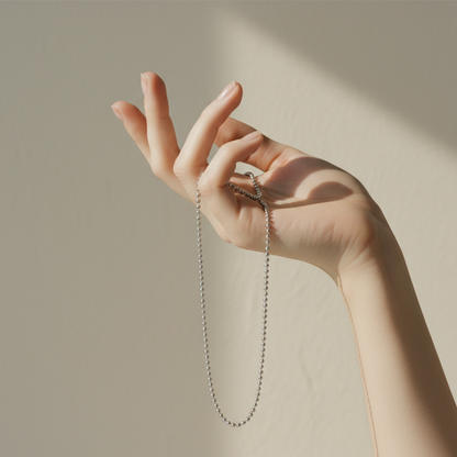 Silver Bead Chain Necklace – Minimalist Stainless Steel