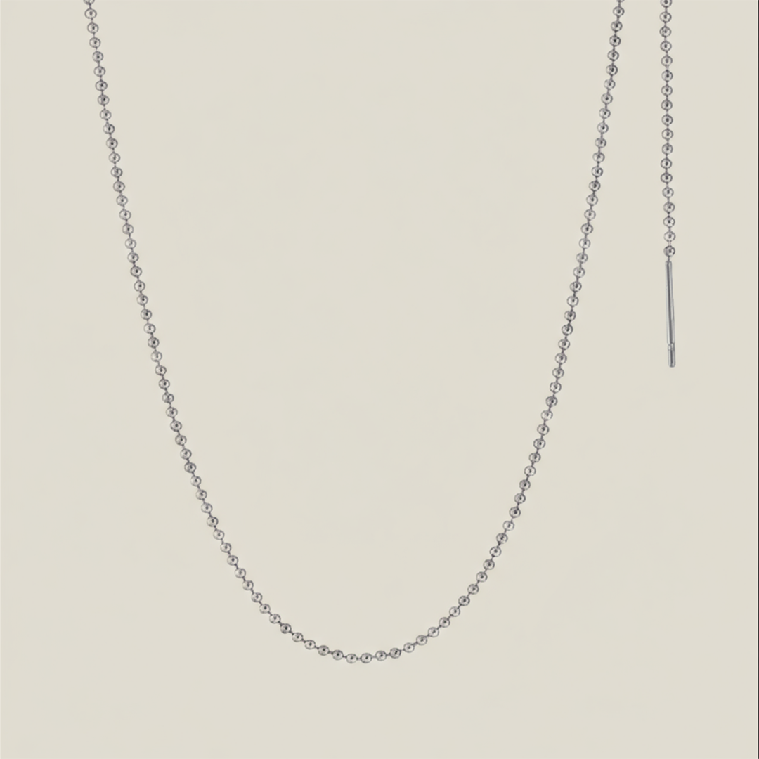 Silver Bead Chain Necklace – Minimalist Stainless Steel