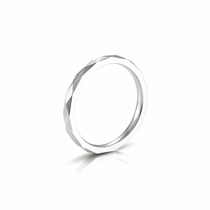 Minimal Faceted Stainless Steel Ring – Silver