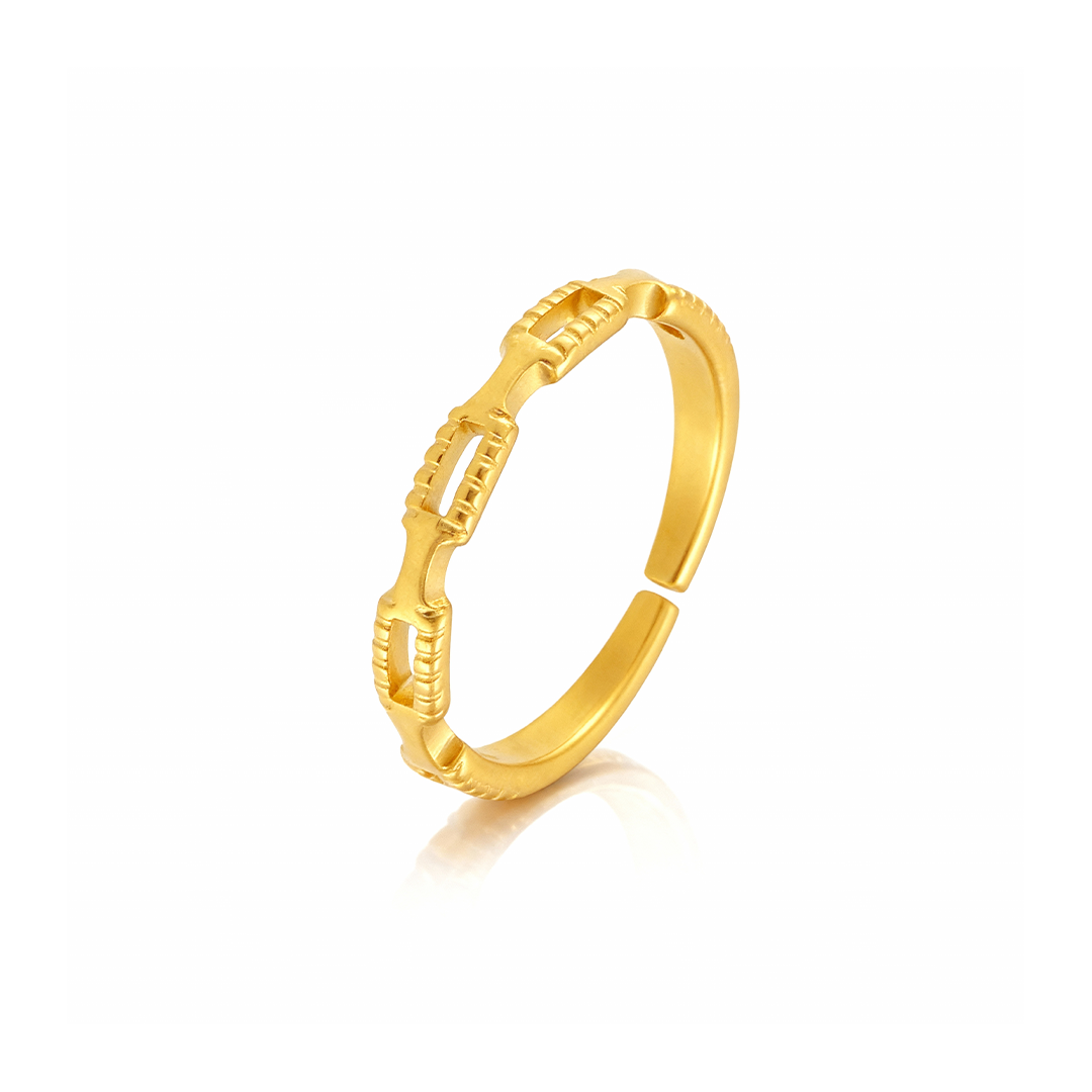Bamboo Textured Gold Ring