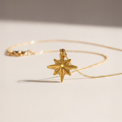 North Star Pendant – Silver & Gold Stainless Steel Charm