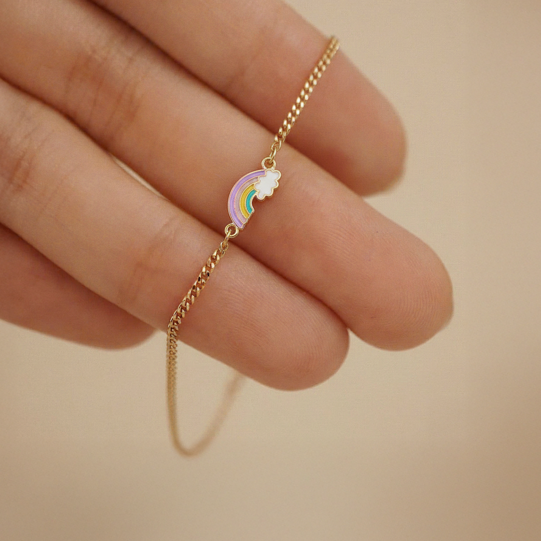 Rainbow Kids Bracelet – Gold-Plated Enamel Chain Bracelet