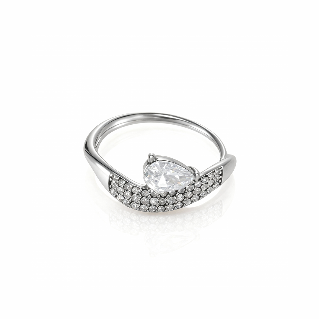 Teardrop Crystal Pavé Ring
