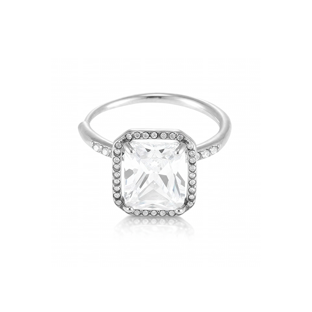 Square Gem Halo Ring