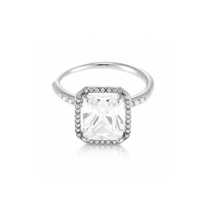 Square Gem Halo Ring