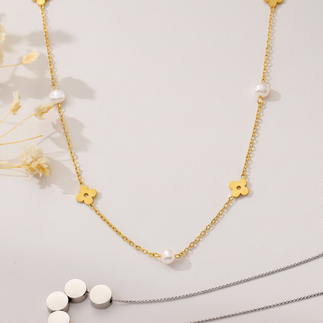 Pearl & Clover Kids Necklace – Gold-Plated Stainless Steel