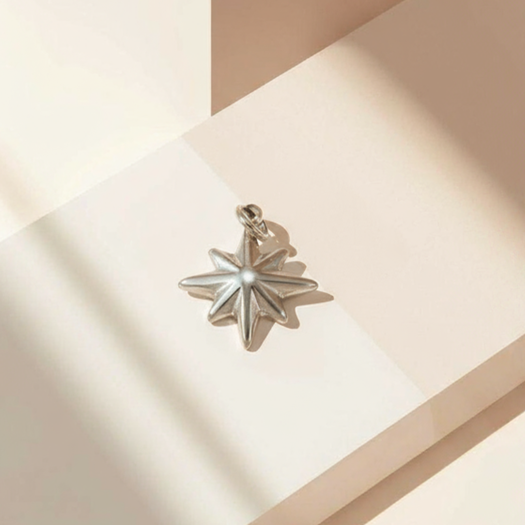 North Star Pendant – Silver & Gold Stainless Steel Charm