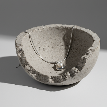 Modern Pearl Drop Pendant Necklace – Sterling Silver Plated