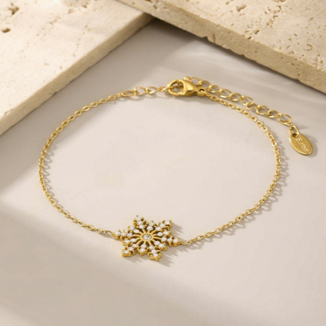 Snowflake Crystal Necklace – Stainless Steel Gold Plated Jewelry