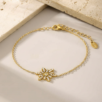 Snowflake Crystal Necklace – Stainless Steel Gold Plated Jewelry