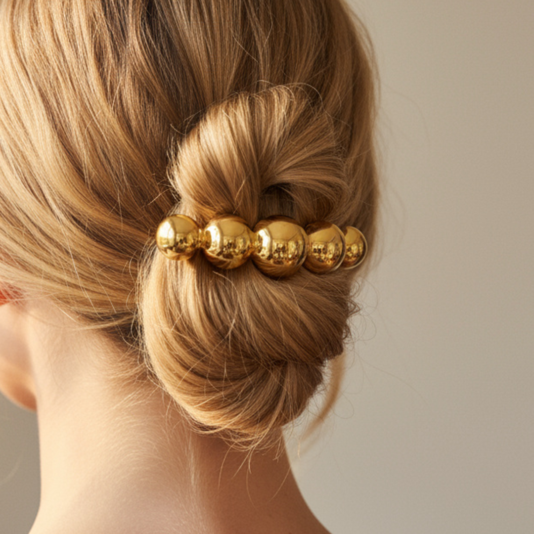 Spherical Bead Stainless Steel Hair Tie – Gold / Silver