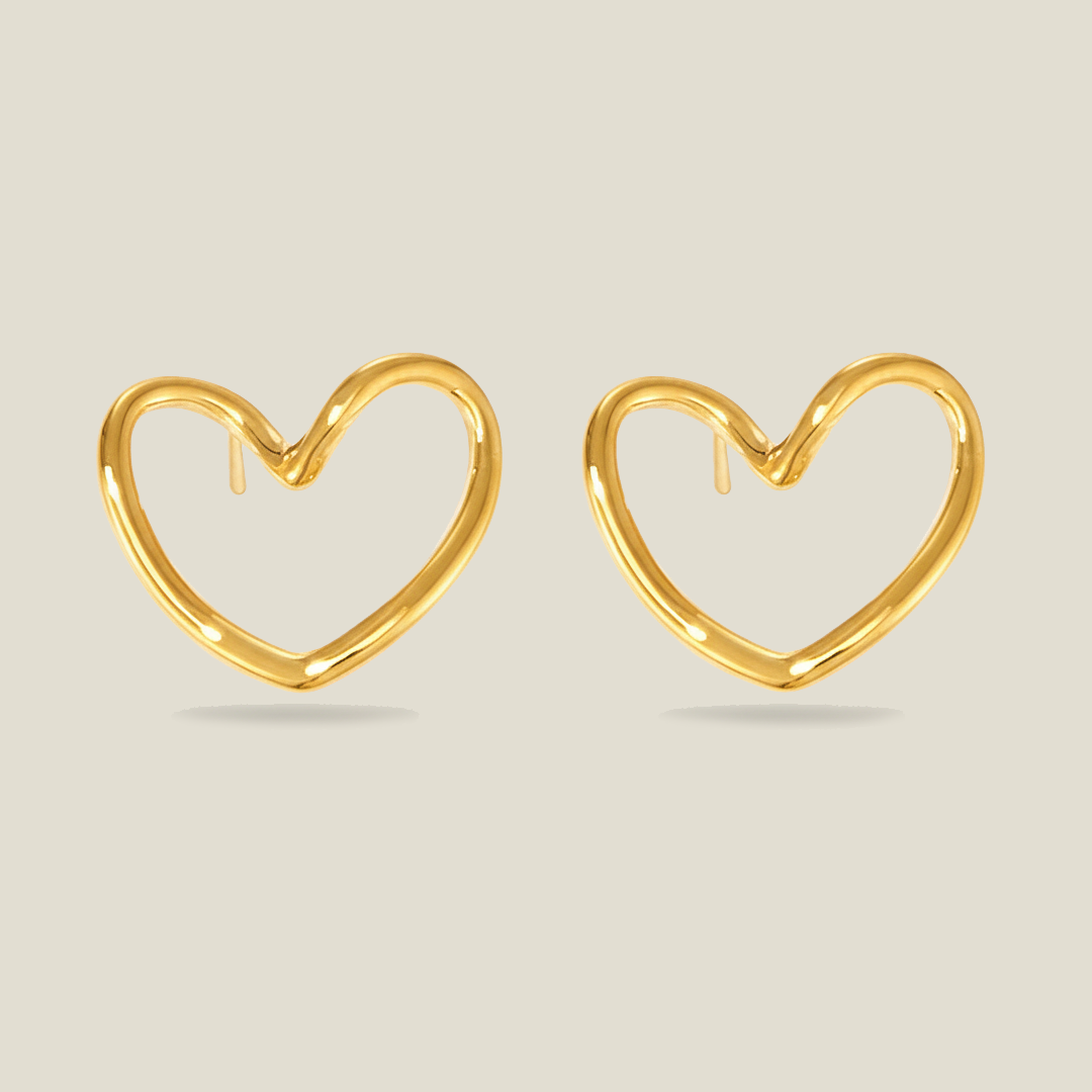 Open Heart Hoop Earrings – 18K Gold Minimalist Love Jewelry