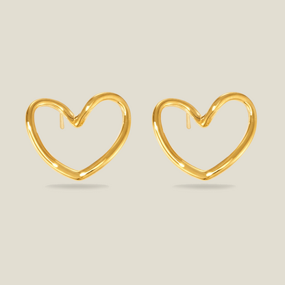 Open Heart Hoop Earrings – 18K Gold Minimalist Love Jewelry
