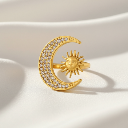 Sun & Moon Harmony Adjustable Gold Ring