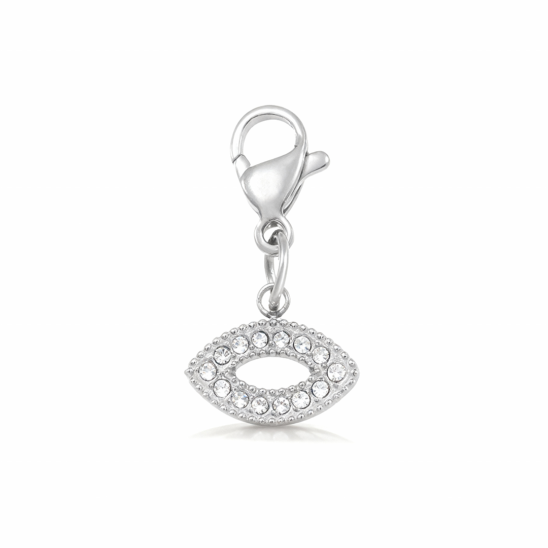 Silver Evil Eye Pendant – Protective Crystal Charm in Stainless Steel