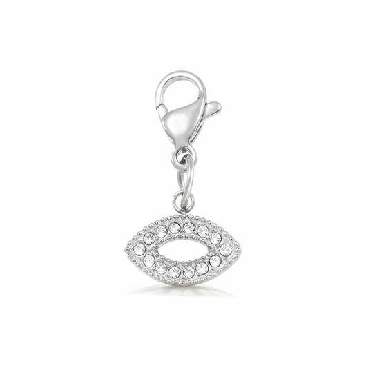 Silver Evil Eye Pendant – Protective Crystal Charm in Stainless Steel