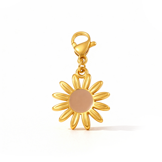 Golden Daisy Pendant Charm – 18K Gold Plated Flower Pendant
