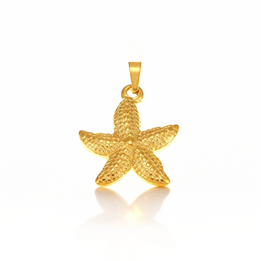 Golden Starfish Pendant – Ocean-Inspired Stainless Steel Charm