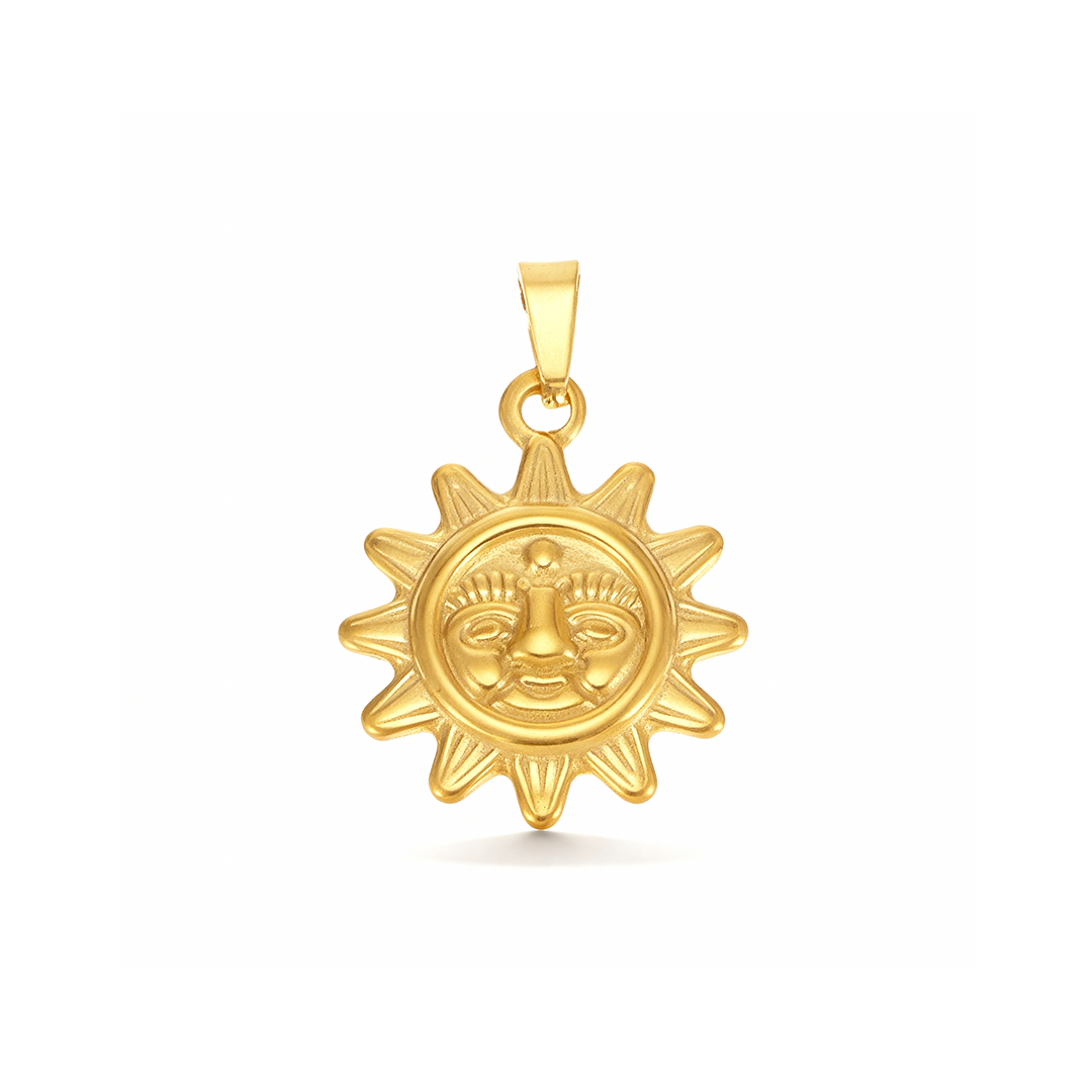 Golden Sun Pendant – Radiant Stainless Steel Charm of Positivity