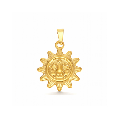 Golden Sun Pendant – Radiant Stainless Steel Charm of Positivity