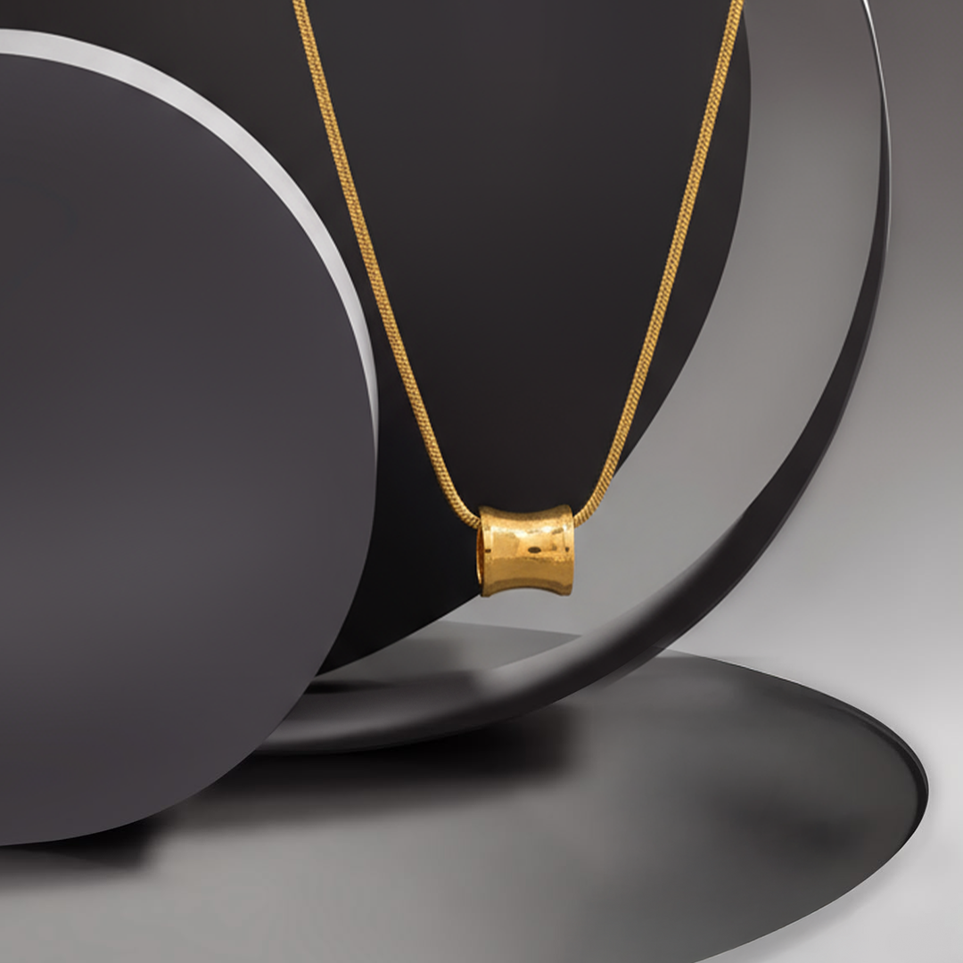 Golden Barrel Pendant Necklace – 18K Gold Plated