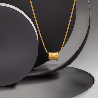 Golden Barrel Pendant Necklace – 18K Gold Plated
