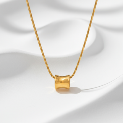 Golden Barrel Pendant Necklace – 18K Gold Plated