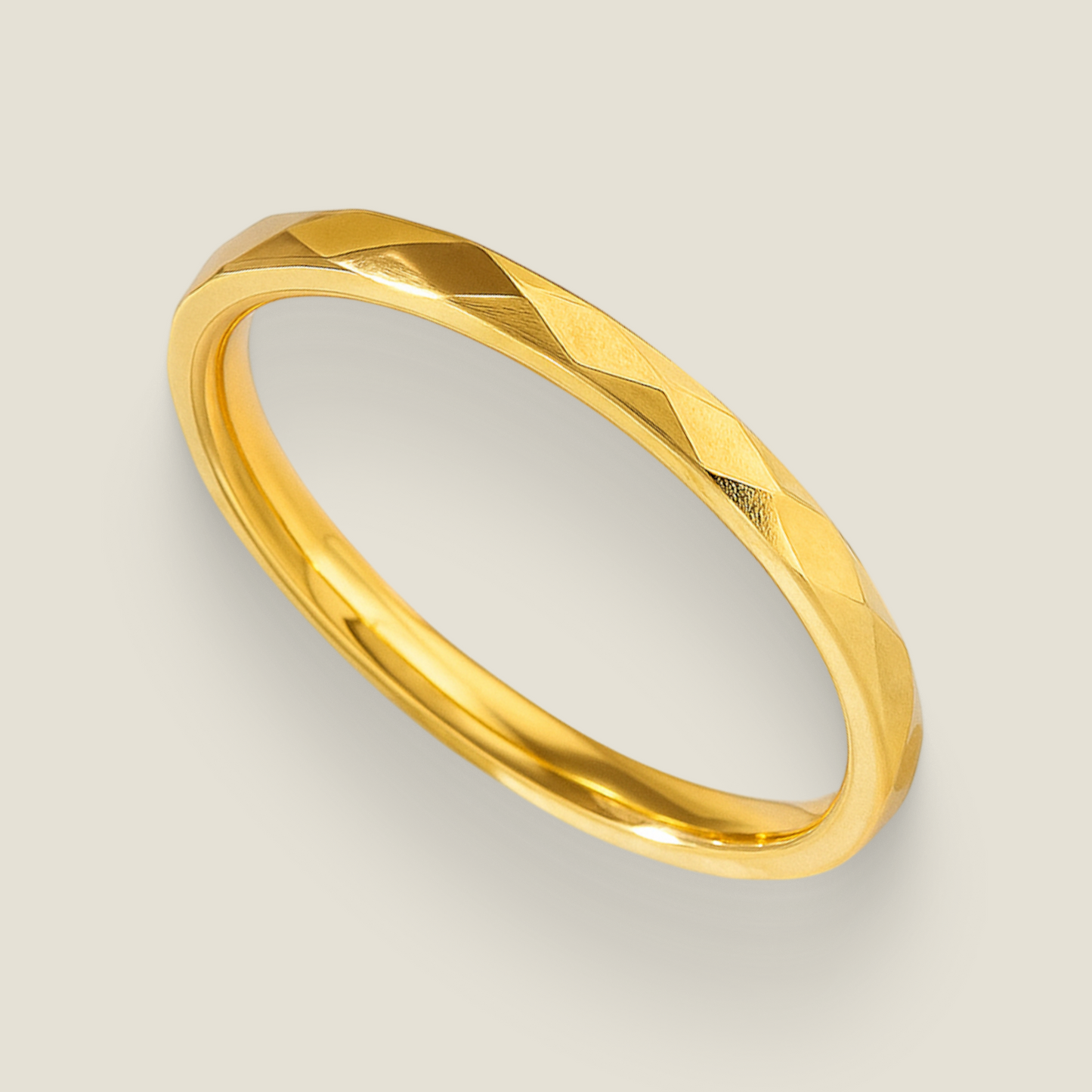 Minimal Faceted Stainless Steel Ring – Silver