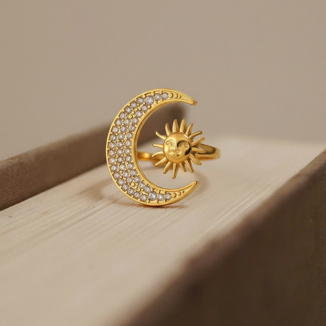 Sun & Moon Harmony Adjustable Gold Ring
