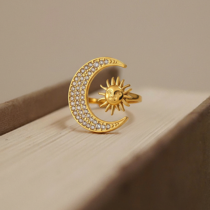 Sun & Moon Harmony Adjustable Gold Ring