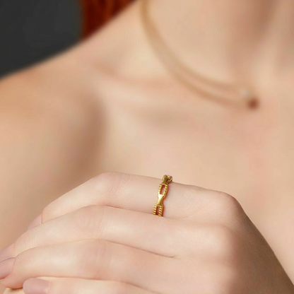 Bamboo Textured Gold Ring