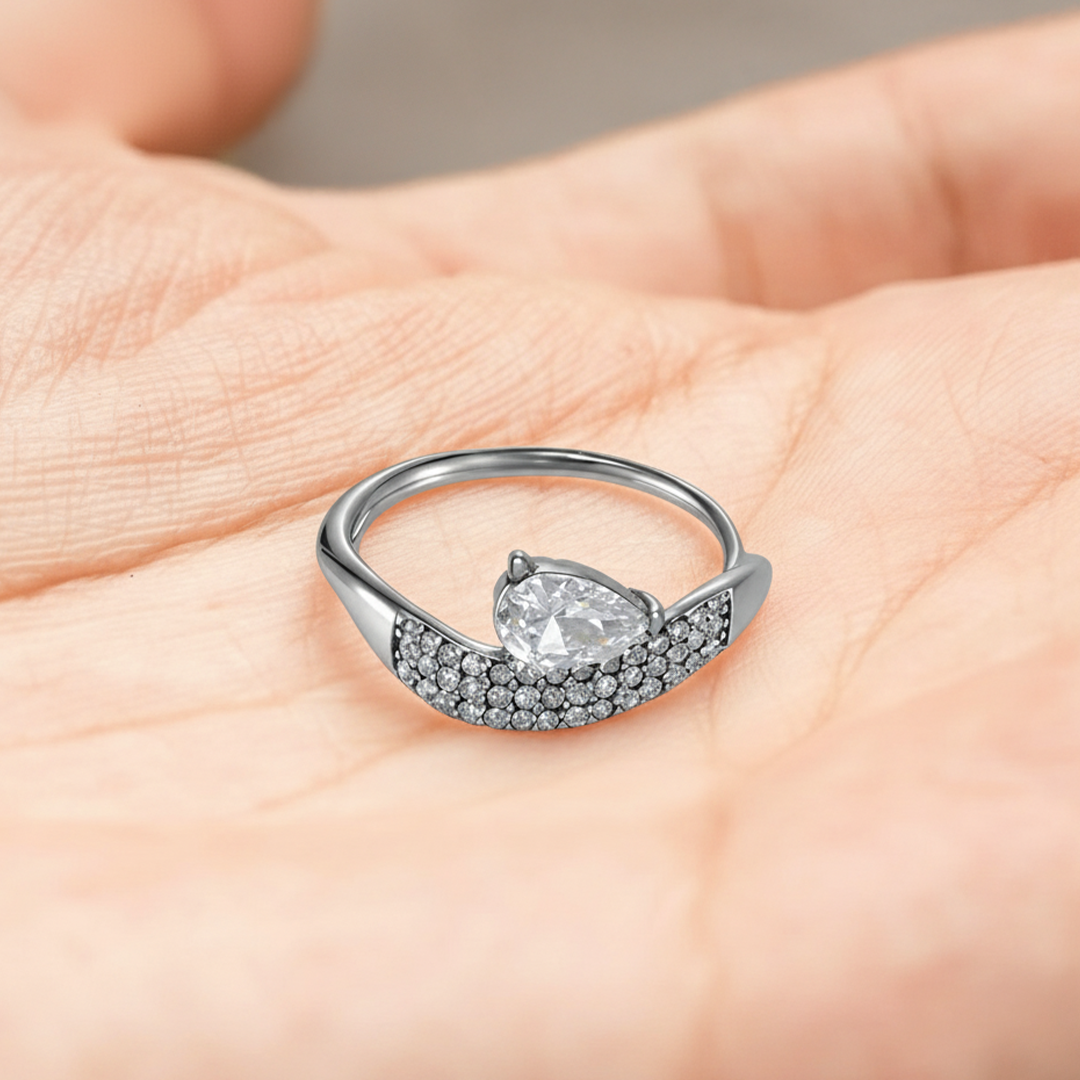 Teardrop Crystal Pavé Ring