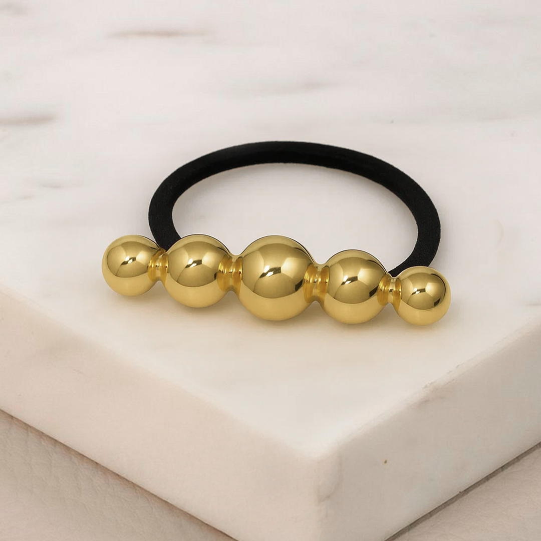 Spherical Bead Stainless Steel Hair Tie – Gold / Silver