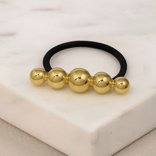 Spherical Bead Stainless Steel Hair Tie – Gold / Silver