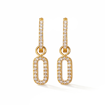 Gold Crystal Link Drop Earrings – Stainless Steel