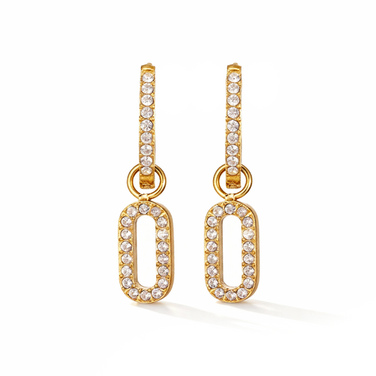 Gold Crystal Link Drop Earrings – Stainless Steel