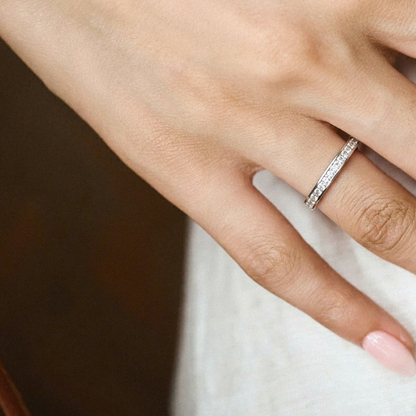 Silver Crystal Band Ring