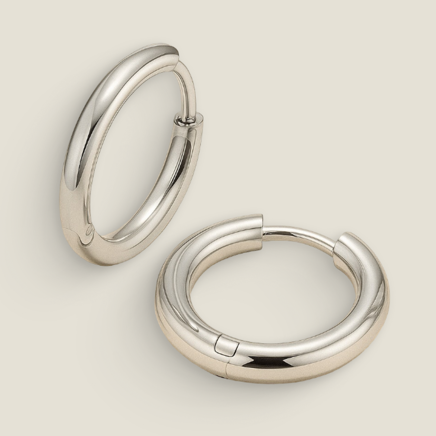 Classic Silver Hoop Earrings – Polished Stainless Steel
