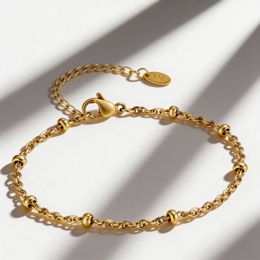 Gold Plated Stainless Steel Herringbone Chain Bracelet