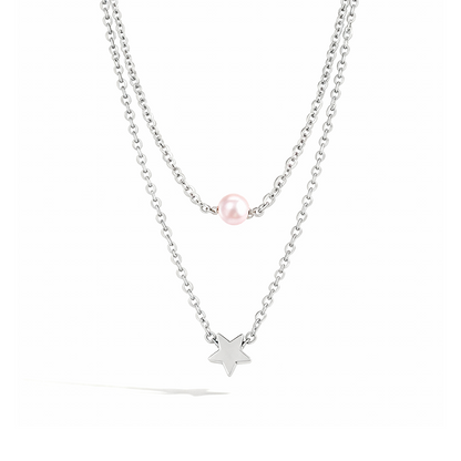 Starlight Pearl Layered Necklace – 18K Gold & Silver Plated
