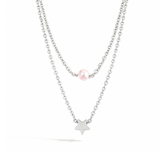Starlight Pearl Layered Necklace – 18K Gold & Silver Plated