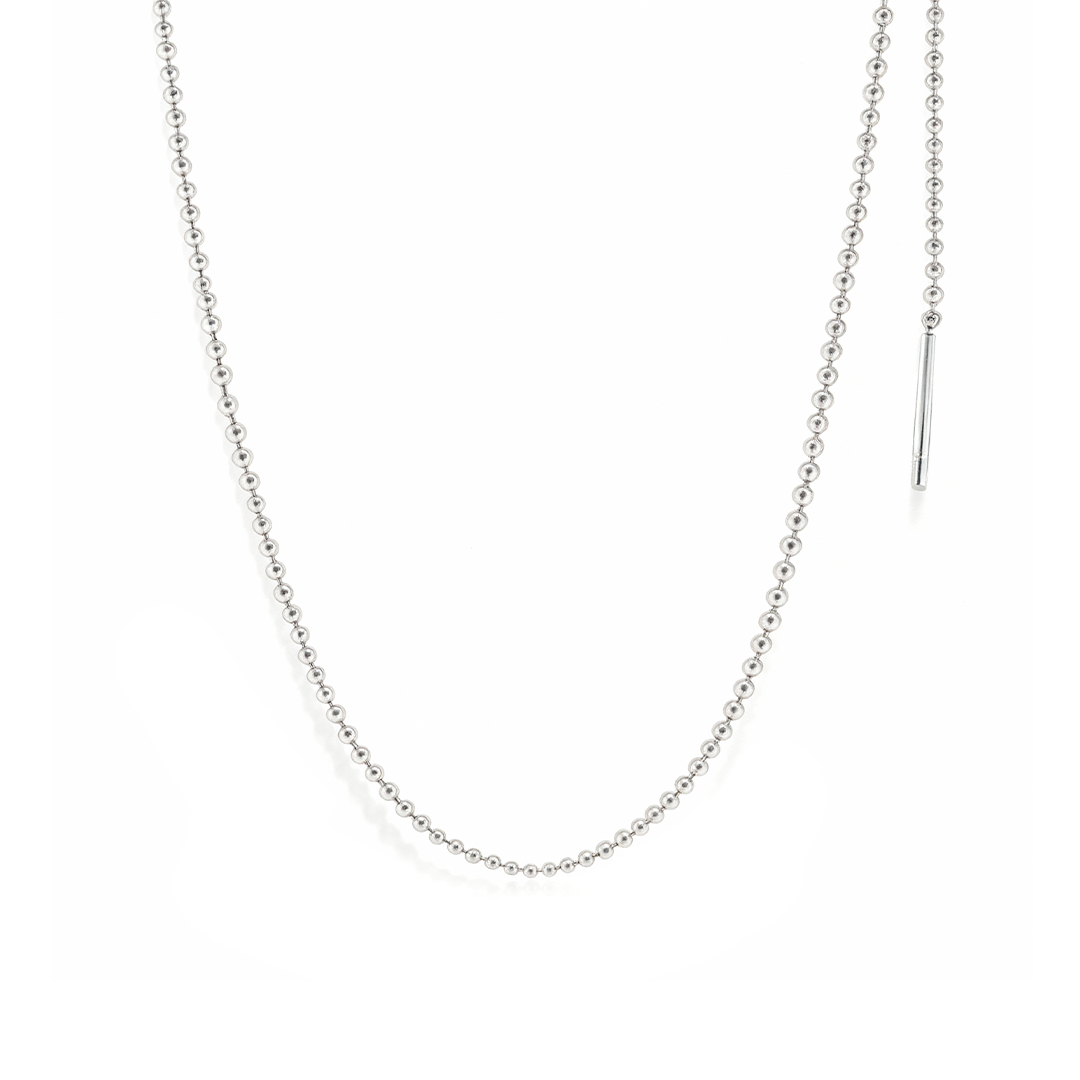 Silver Bead Chain Necklace – Minimalist Stainless Steel